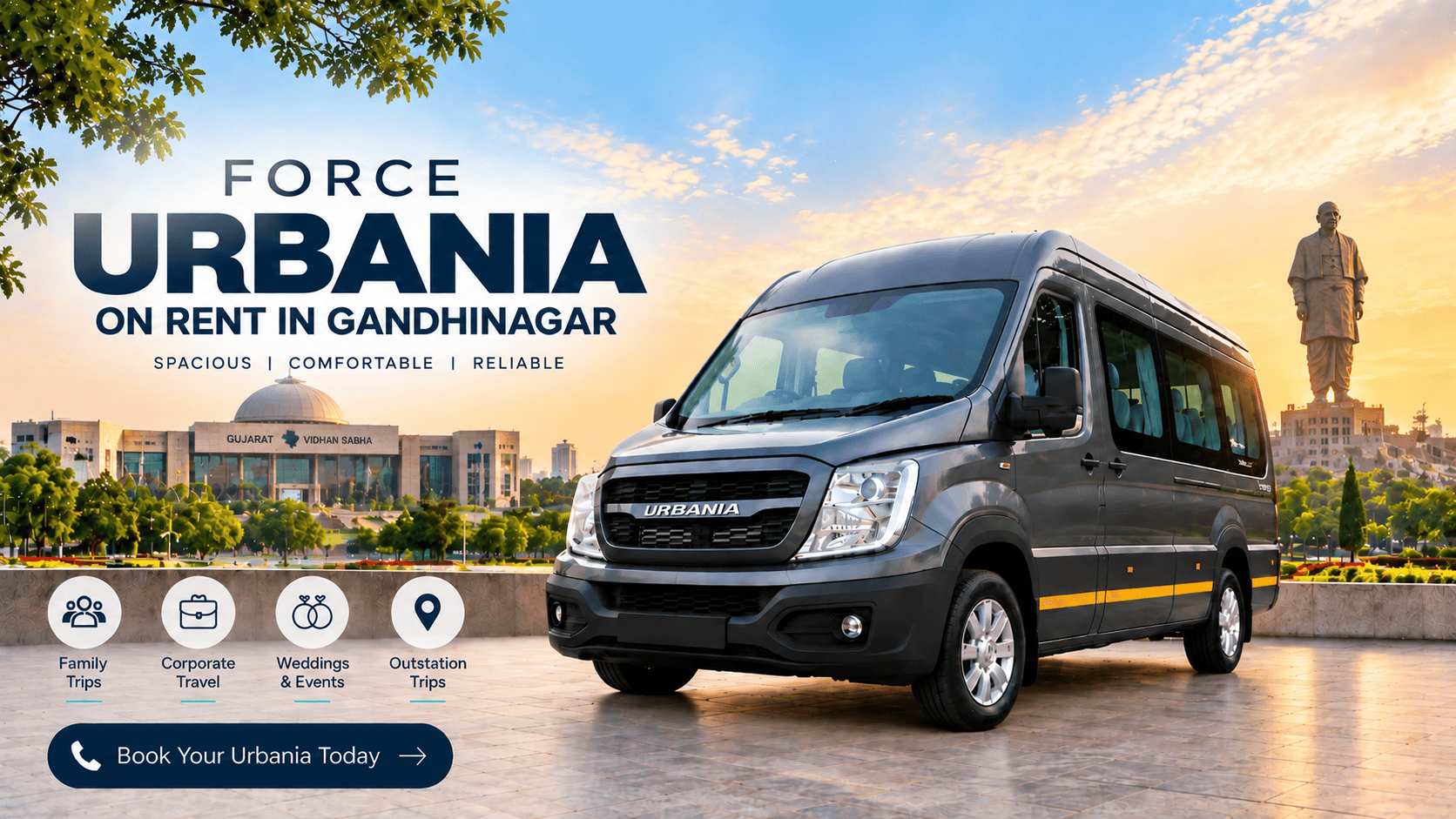 Force Urbania on rent in Gandhinagar - Ambica Travels
